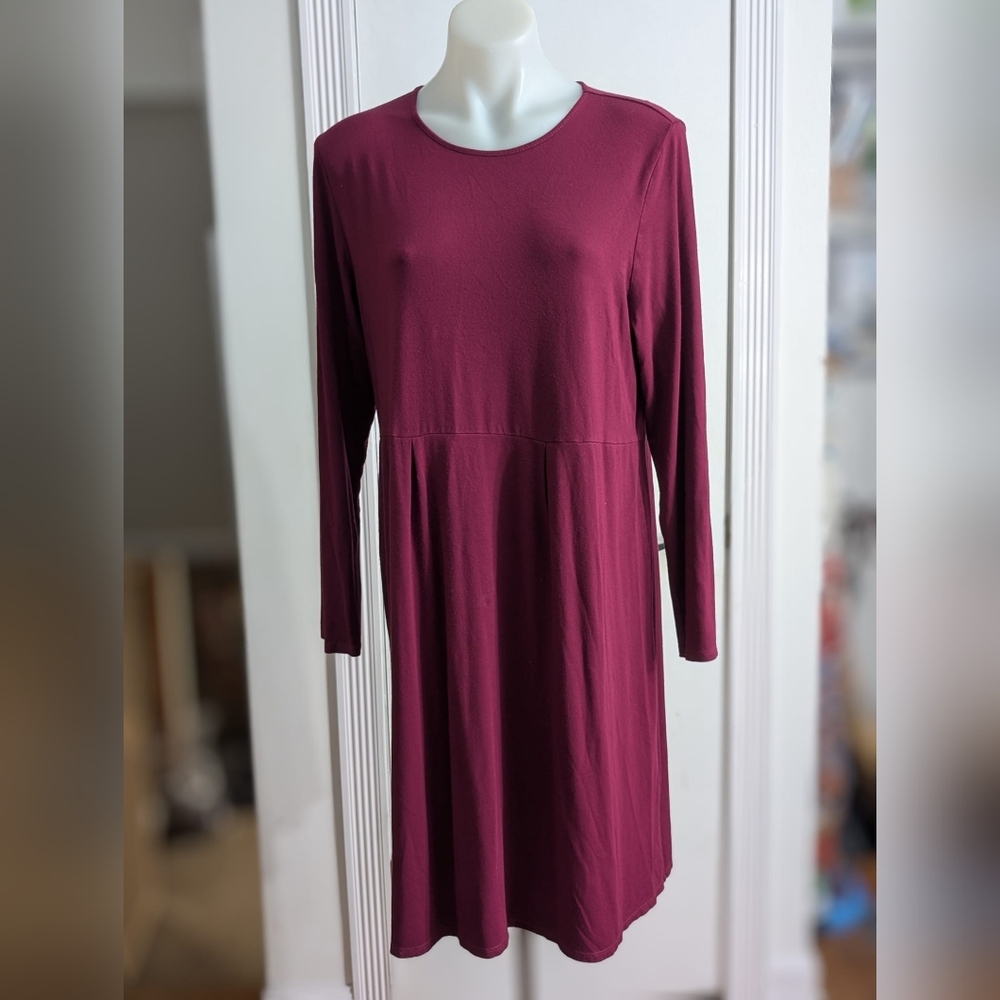 J Jill Wearever collection dark burgundy stretchy dress size L